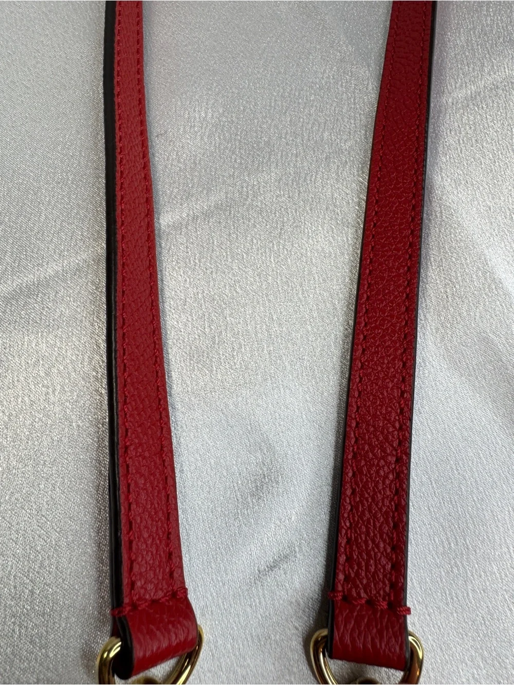 Louis Vuitton Red Leather Strap with Gold Hardware